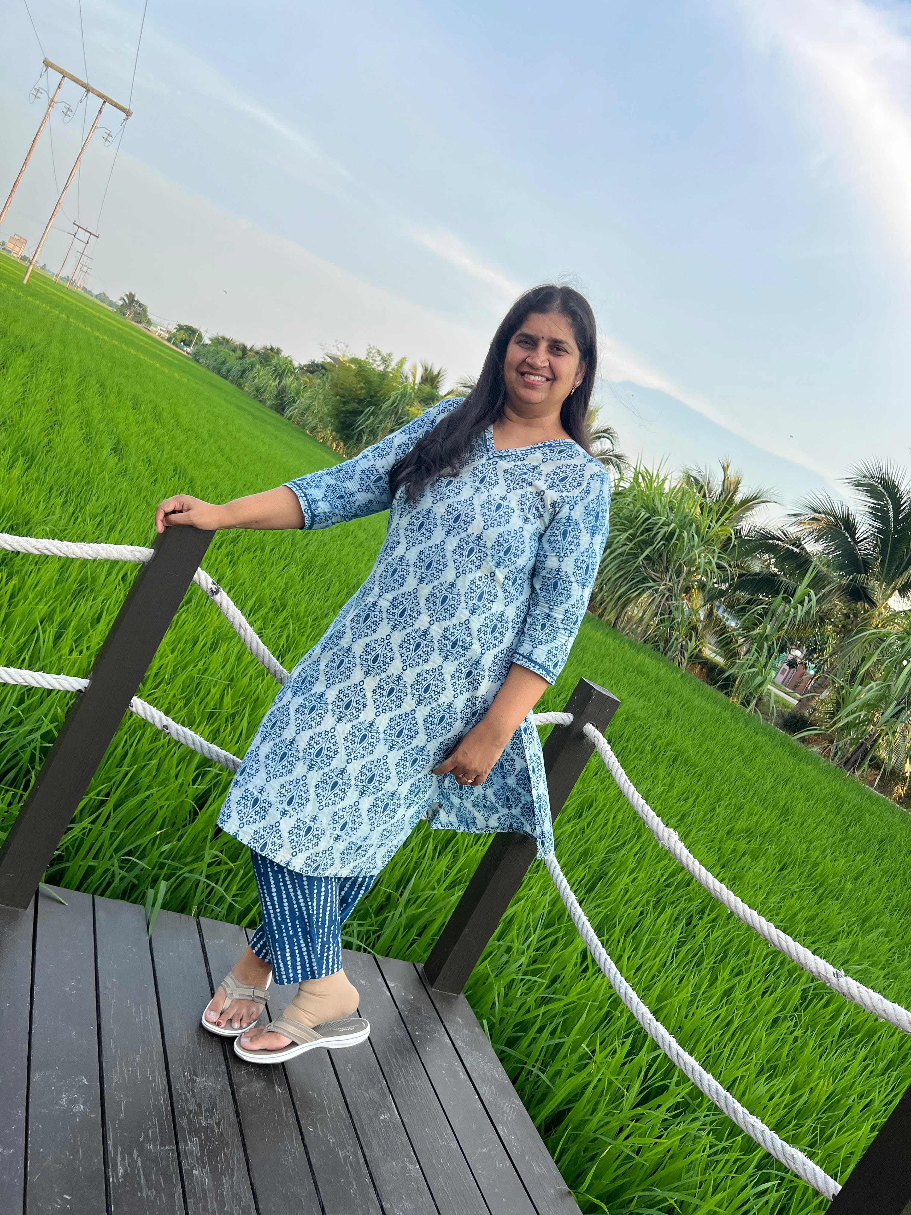 Indigo Block Print Cotton Co-ord Set